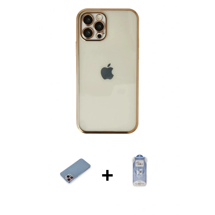 MARSİLYAN™- iPhone 12 Pro Max Kılıf Vadi Minimal - Siyah Joko Magic 5D Cam + Shine Kamera Lens Koruma Cam - PE
