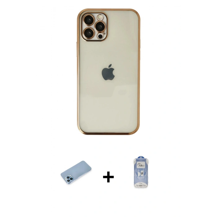 MARSİLYAN™- iPhone 12 Pro Max Kılıf Vadi Minimal - Siyah Joko Magic 5D Cam + Shine Kamera Lens Koruma Cam - MI