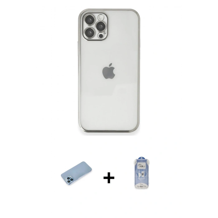MARSİLYAN™- iPhone 12 Pro Max Kılıf Vadi Minimal - Siyah Joko Magic 5D Cam + Shine Kamera Lens Koruma Cam - MI