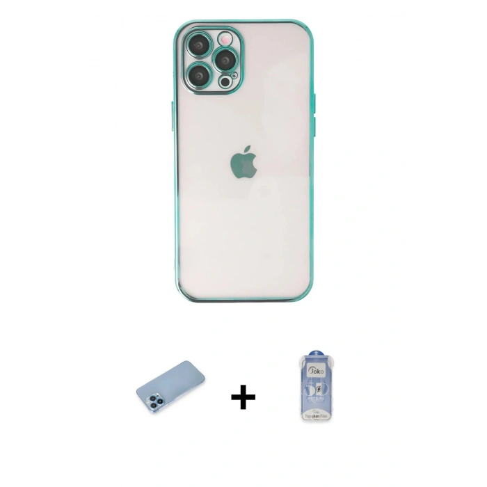 MARSİLYAN™- iPhone 12 Pro Max Kılıf Vadi Minimal - Siyah Joko Magic 5D Cam + Shine Kamera Lens Koruma Cam - MI