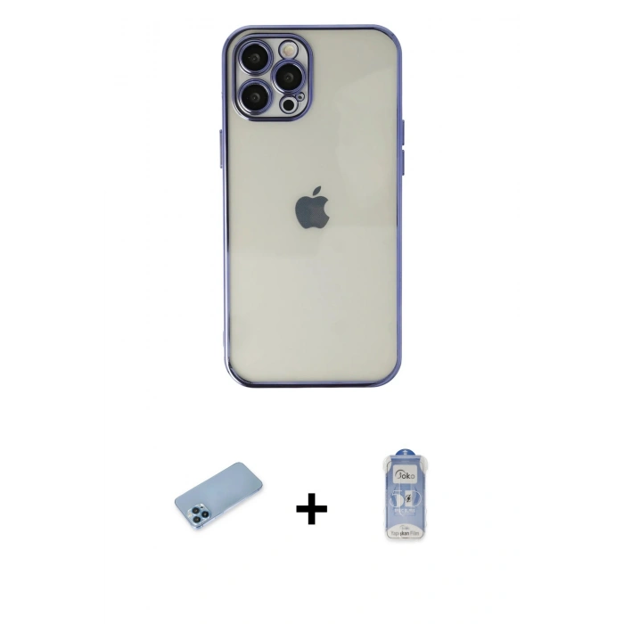 MARSİLYAN™- iPhone 12 Pro Max Kılıf Vadi Minimal - Siyah Joko Magic 5D Cam + Shine Kamera Lens Koruma Cam - MI