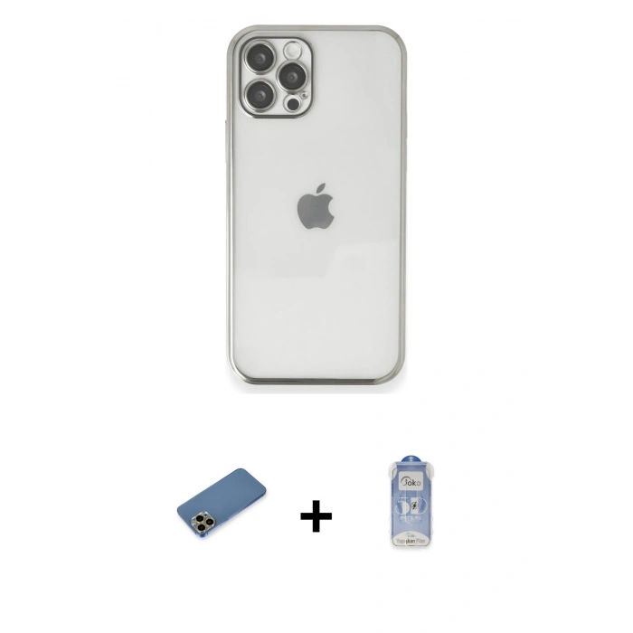 MARSİLYAN™- iPhone 12 Pro Max Kılıf Vadi Minimal - Siyah Joko Magic 5D Cam + Shine Kamera Lens Koruma Cam - GD