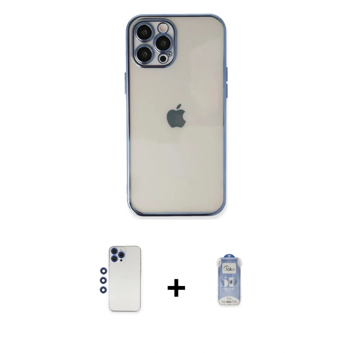 MARSİLYAN™- iPhone 12 Pro Max Kılıf Vadi Minimal - Siyah Joko Magic 5D Cam + Shine Kamera Lens - LT