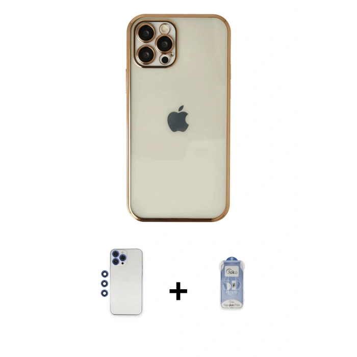 MARSİLYAN™- iPhone 12 Pro Max Kılıf Vadi Minimal - Siyah Joko Magic 5D Cam + Shine Kamera Lens - LT