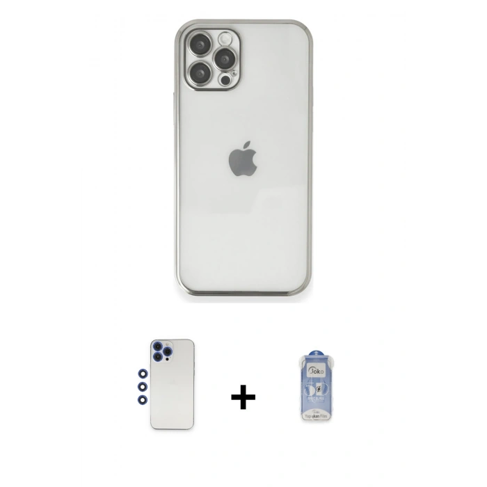 MARSİLYAN™- iPhone 12 Pro Max Kılıf Vadi Minimal - Siyah Joko Magic 5D Cam + Shine Kamera Lens - LT