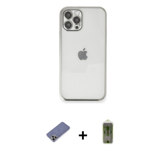 MARSİLYAN™- iPhone 12 Pro Max Kılıf Vadi Minimal - Siyah Joko Magic 5D Hayalet Cam + Metal Kamera Lens Koruma Cam - GD
