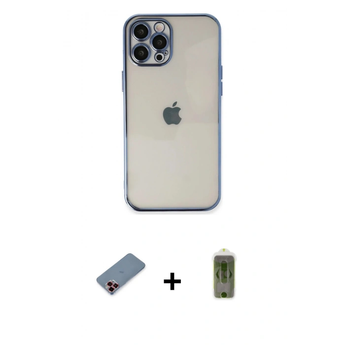 MARSİLYAN™- iPhone 12 Pro Max Kılıf Vadi Minimal - Siyah Joko Magic 5D Hayalet Cam + Metal Kamera Lens Koruma Cam - KI