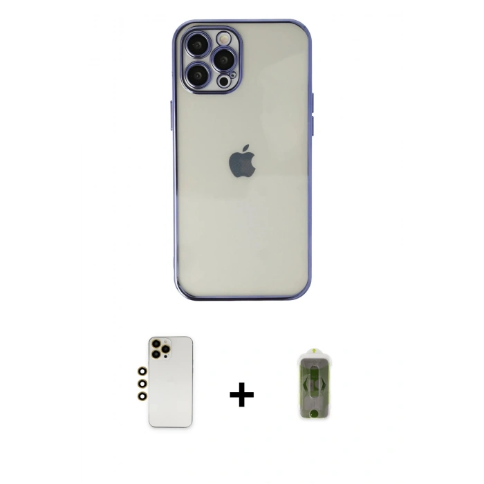 MARSİLYAN™- iPhone 12 Pro Max Kılıf Vadi Minimal - Siyah Joko Magic 5D Hayalet Cam + Shine Kamera Lens - GD