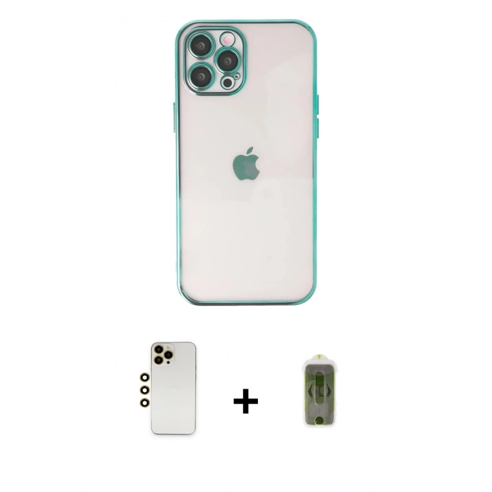 MARSİLYAN™- iPhone 12 Pro Max Kılıf Vadi Minimal - Siyah Joko Magic 5D Hayalet Cam + Shine Kamera Lens - GD