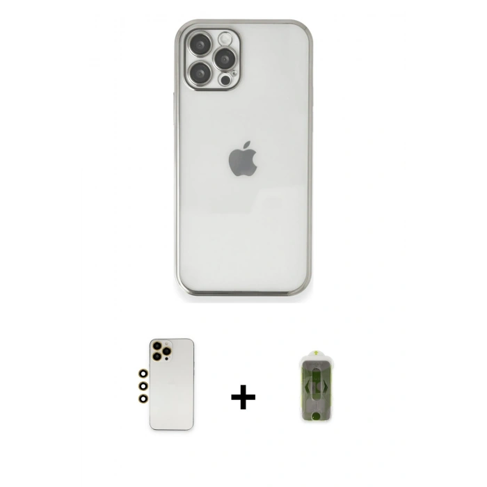 MARSİLYAN™- iPhone 12 Pro Max Kılıf Vadi Minimal - Siyah Joko Magic 5D Hayalet Cam + Shine Kamera Lens - GD