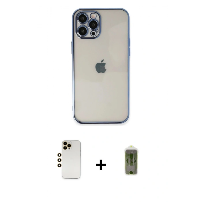 MARSİLYAN™- iPhone 12 Pro Max Kılıf Vadi Minimal - Siyah Joko Magic 5D Hayalet Cam + Shine Kamera Lens - GD