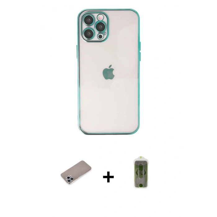 MARSİLYAN™- iPhone 12 Pro Max Kılıf Vadi Minimal - Siyah Joko Magic 5D Hayalet Cam + Shine Kamera Lens Koruma Cam - SABE