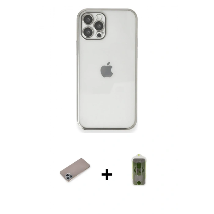 MARSİLYAN™- iPhone 12 Pro Max Kılıf Vadi Minimal - Siyah Joko Magic 5D Hayalet Cam + Shine Kamera Lens Koruma Cam - SABE