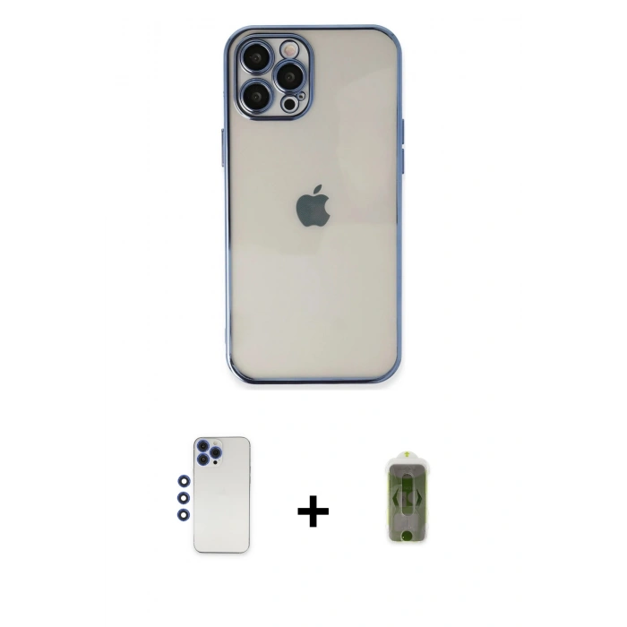 MARSİLYAN™- iPhone 12 Pro Max Kılıf Vadi Minimal - Siyah Joko Magic 5D Hayalet Cam + Shine Kamera Lens - LT