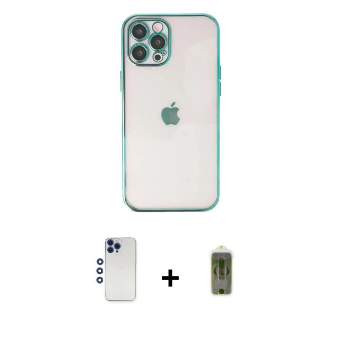 MARSİLYAN™- iPhone 12 Pro Max Kılıf Vadi Minimal - Siyah Joko Magic 5D Hayalet Cam + Shine Kamera Lens - LT