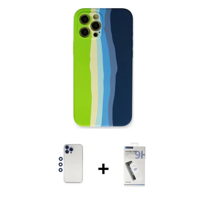 MARSİLYAN™- iPhone 12 Pro Max Kılıf Yadigar Çizgi - Şeffaf Uv Polymer Nano Ekran Koruyucu + Shine Kamera Lens - LT