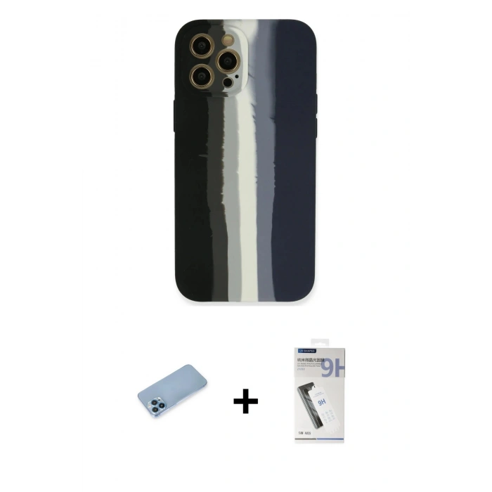 MARSİLYAN™- iPhone 12 Pro Max Kılıf Yadigar Çizgi - Şeffaf Uv Polymer Nano Ekran Koruyucu + Shine Kamera Lens Koruma Cam - MI