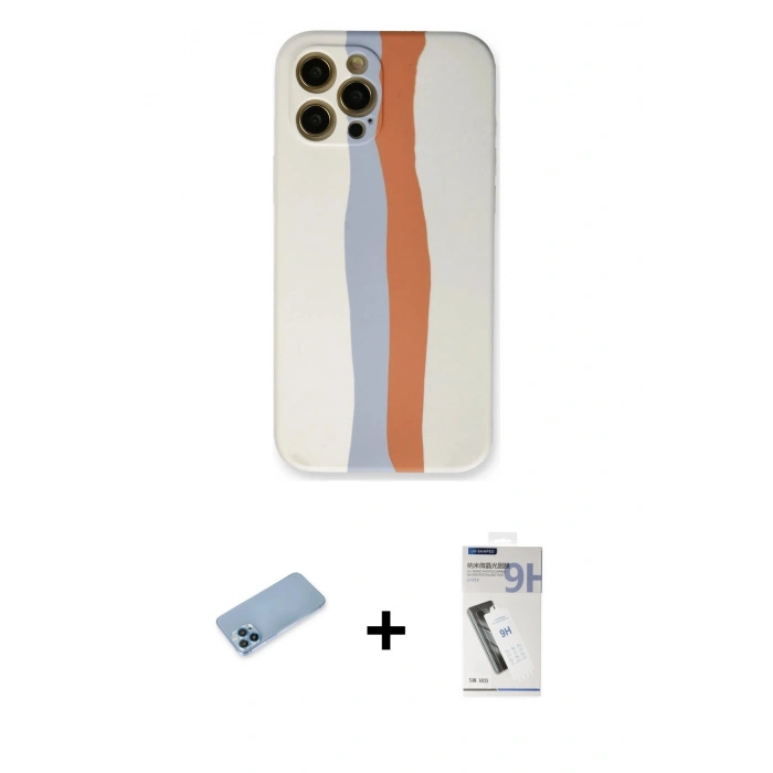 MARSİLYAN™- iPhone 12 Pro Max Kılıf Yadigar Çizgi - Şeffaf Uv Polymer Nano Ekran Koruyucu + Shine Kamera Lens Koruma Cam - MI