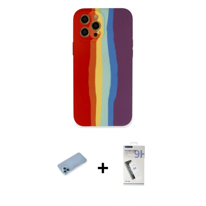 MARSİLYAN™- iPhone 12 Pro Max Kılıf Yadigar Çizgi - Şeffaf Uv Polymer Nano Ekran Koruyucu + Shine Kamera Lens Koruma Cam - MI