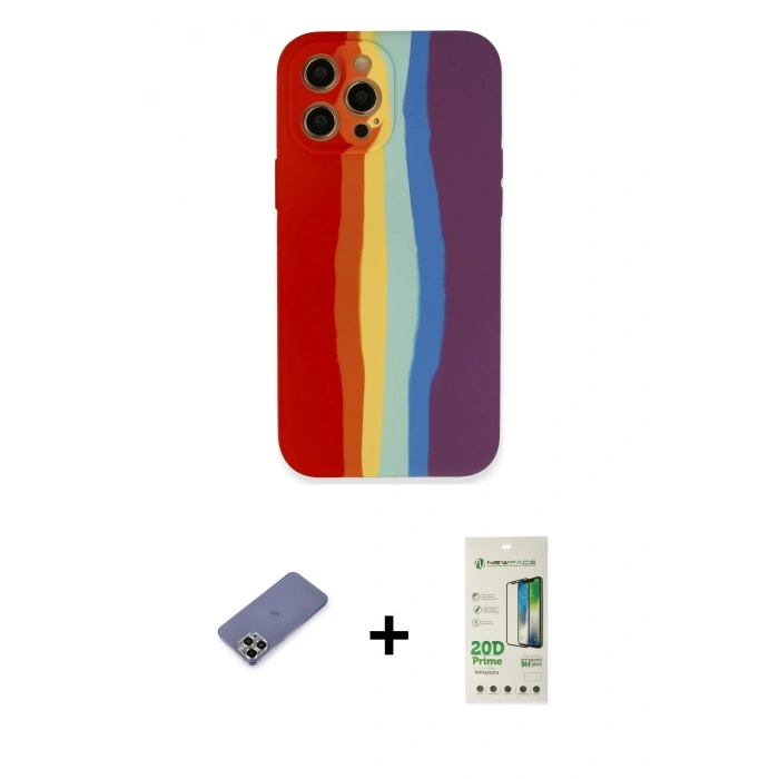 MARSİLYAN™- iPhone 12 Pro Max Kılıf Yadigar Çizgi - Siyah 20D Premium Cam Ekran Koruyucu + Metal Kamera Lens Koruma Cam - GD