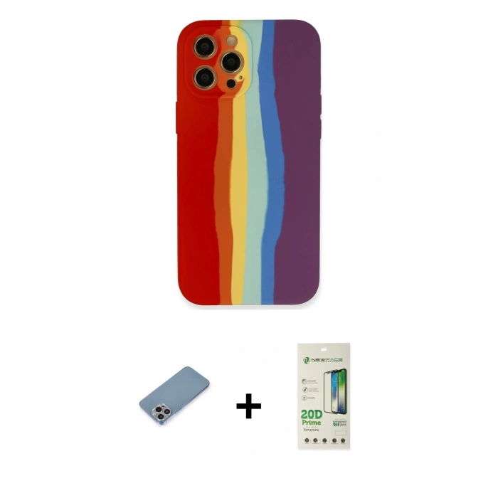 MARSİLYAN™- iPhone 12 Pro Max Kılıf Yadigar Çizgi - Siyah 20D Premium Cam Ekran Koruyucu + Shine Kamera Lens Koruma Cam - GI