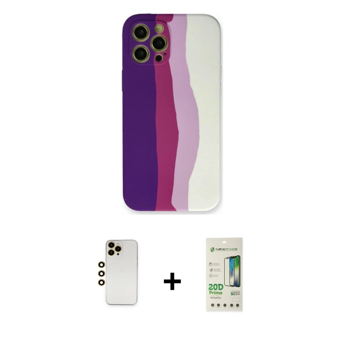 MARSİLYAN™- iPhone 12 Pro Max Kılıf Yadigar Çizgi - Siyah 20D Premium Cam Ekran Koruyucu + Shine Kamera Lens - GD