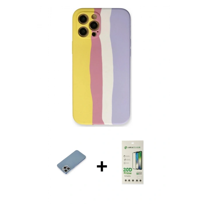 MARSİLYAN™- iPhone 12 Pro Max Kılıf Yadigar Çizgi - Siyah 20D Premium Cam Ekran Koruyucu + Shine Kamera Lens Koruma Cam - GI