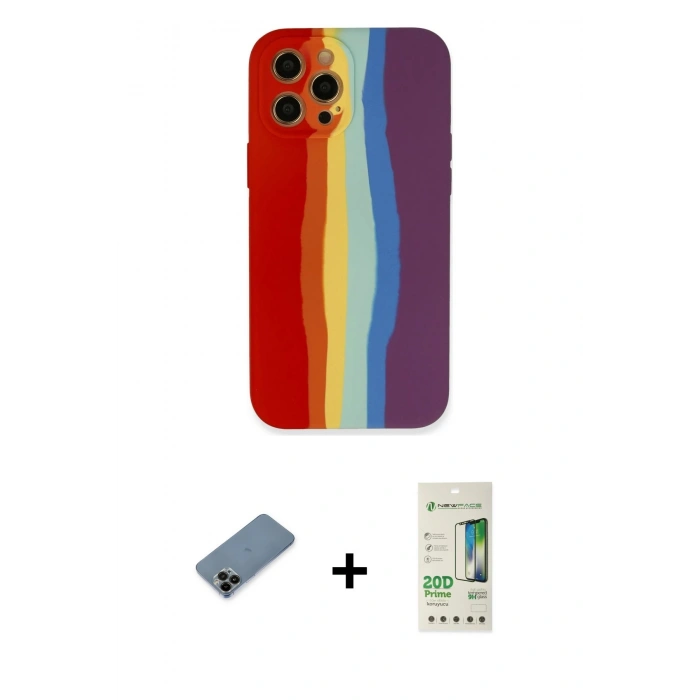 MARSİLYAN™- iPhone 12 Pro Max Kılıf Yadigar Çizgi - Siyah 20D Premium Cam Ekran Koruyucu + Shine Kamera Lens Koruma Cam - SH