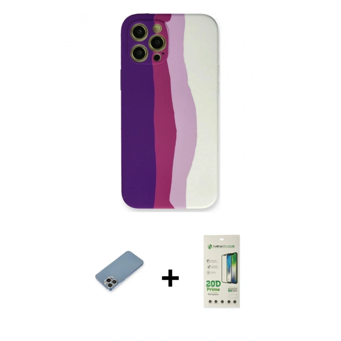 MARSİLYAN™- iPhone 12 Pro Max Kılıf Yadigar Çizgi - Siyah 20D Premium Cam Ekran Koruyucu + Shine Kamera Lens Koruma Cam - GI