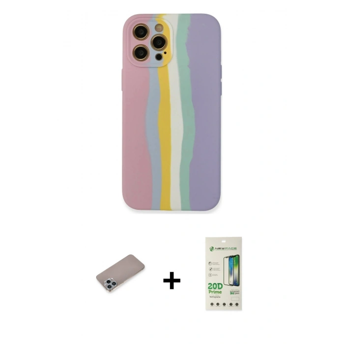MARSİLYAN™- iPhone 12 Pro Max Kılıf Yadigar Çizgi - Siyah 20D Premium Cam Ekran Koruyucu + Shine Kamera Lens Koruma Cam - SABE