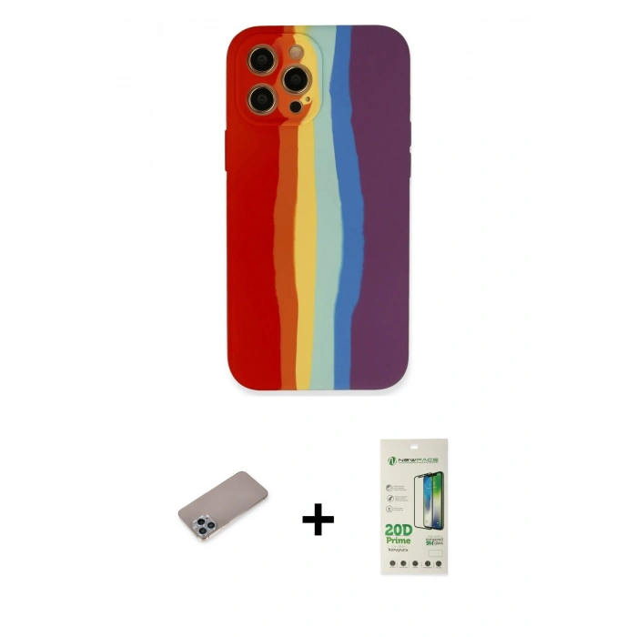 MARSİLYAN™- iPhone 12 Pro Max Kılıf Yadigar Çizgi - Siyah 20D Premium Cam Ekran Koruyucu + Shine Kamera Lens Koruma Cam - SABE