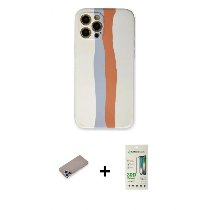 MARSİLYAN™- iPhone 12 Pro Max Kılıf Yadigar Çizgi - Siyah 20D Premium Cam Ekran Koruyucu + Shine Kamera Lens Koruma Cam - SABE