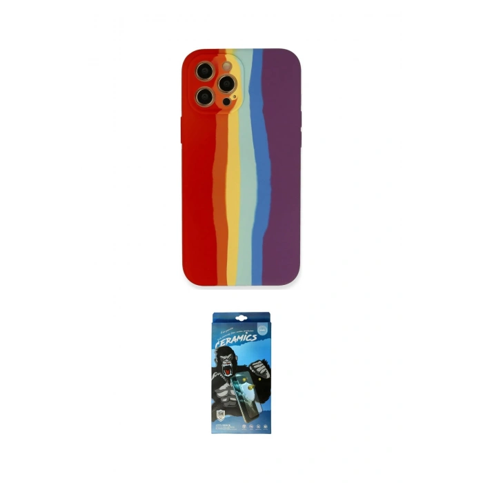 MARSİLYAN™- iPhone 12 Pro Max Kılıf Yadigar Çizgi - Siyah 34D Izgaralı Cam