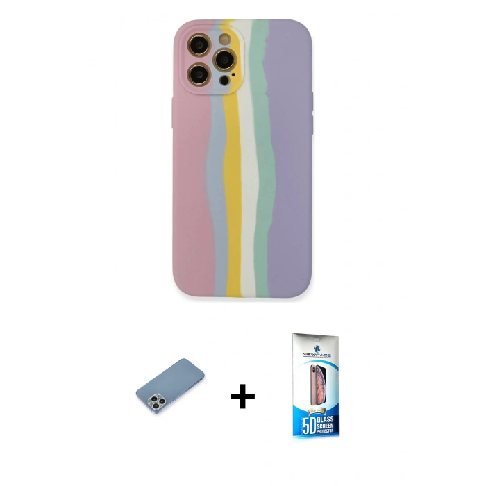 MARSİLYAN™- iPhone 12 Pro Max Kılıf Yadigar Çizgi - Siyah 5D Eko Cam Ekran Koruyucu + Shine Kamera Lens Koruma Cam - GS