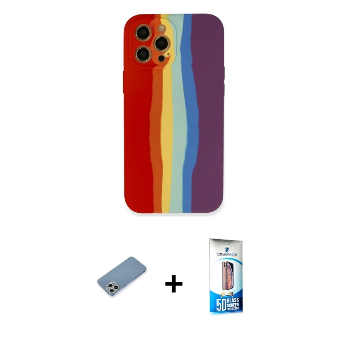 MARSİLYAN™- iPhone 12 Pro Max Kılıf Yadigar Çizgi - Siyah 5D Eko Cam Ekran Koruyucu + Shine Kamera Lens Koruma Cam - GS