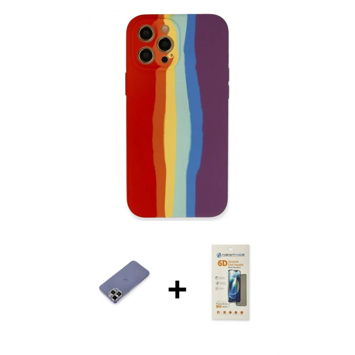 MARSİLYAN™- iPhone 12 Pro Max Kılıf Yadigar Çizgi - Siyah 6D Mat Seramik Hayalet Nano Ekran Koruyucu + Metal Kamera Lens Koruma Cam - GD