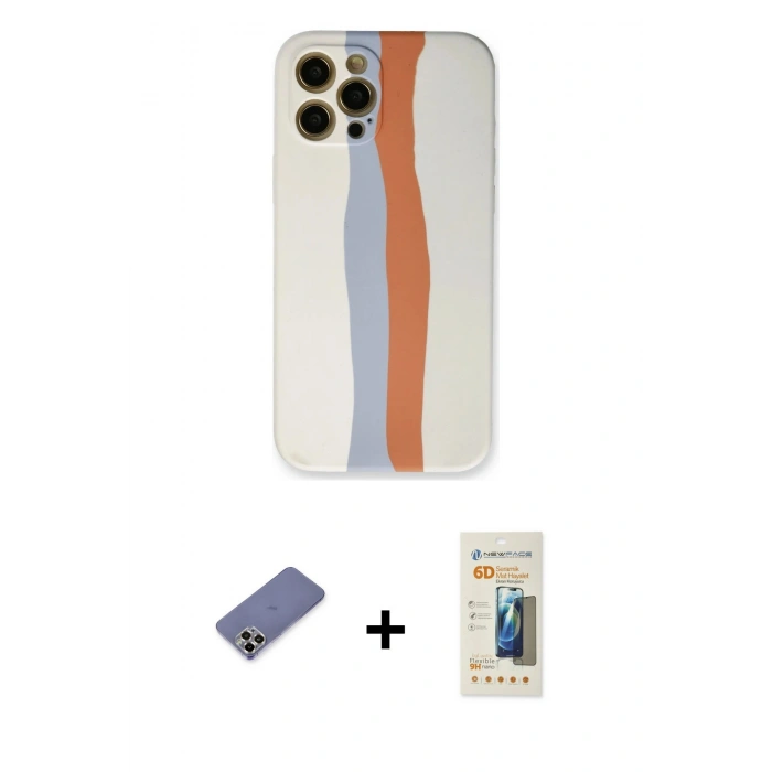 MARSİLYAN™- iPhone 12 Pro Max Kılıf Yadigar Çizgi - Siyah 6D Mat Seramik Hayalet Nano Ekran Koruyucu + Metal Kamera Lens Koruma Cam - GD