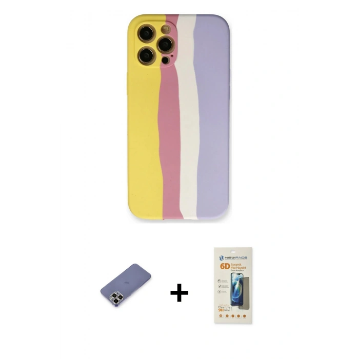 MARSİLYAN™- iPhone 12 Pro Max Kılıf Yadigar Çizgi - Siyah 6D Mat Seramik Hayalet Nano Ekran Koruyucu + Metal Kamera Lens Koruma Cam - GD