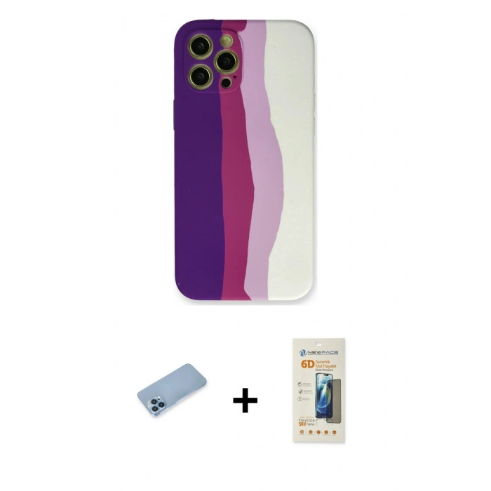 MARSİLYAN™- iPhone 12 Pro Max Kılıf Yadigar Çizgi - Siyah 6D Mat Seramik Hayalet Nano Ekran Koruyucu + Shine Kamera Lens Koruma Cam - MI