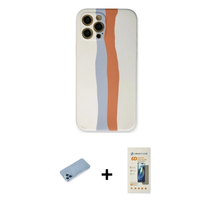 MARSİLYAN™- iPhone 12 Pro Max Kılıf Yadigar Çizgi - Siyah 6D Mat Seramik Hayalet Nano Ekran Koruyucu + Shine Kamera Lens Koruma Cam - MI