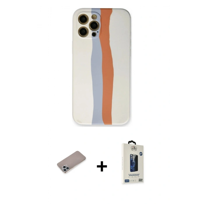 MARSİLYAN™- iPhone 12 Pro Max Kılıf Yadigar Çizgi - Siyah Bilvis Hayalet Cam Ekran Koruyucu + Shine Kamera Lens Koruma Cam - SABE