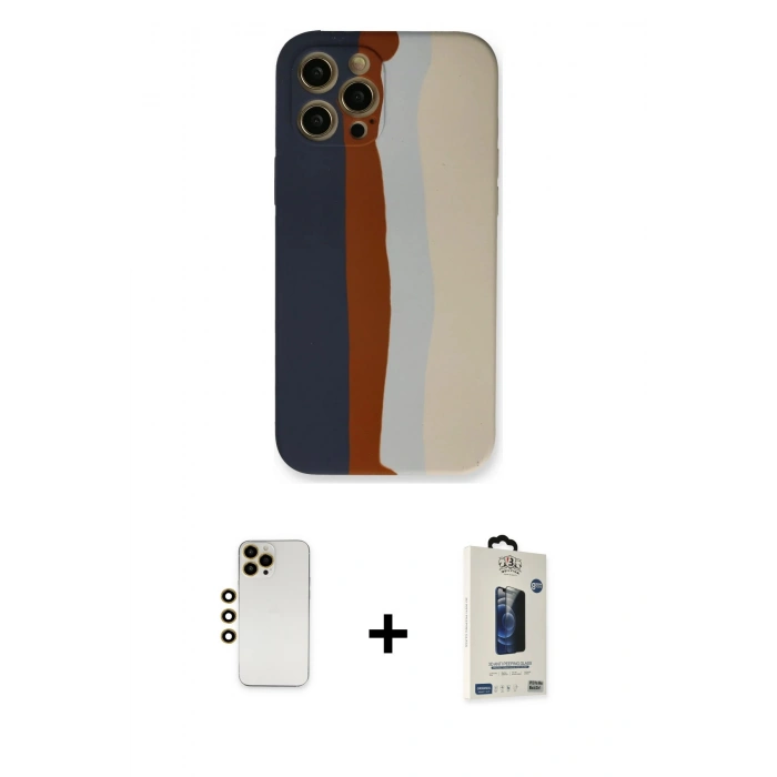 MARSİLYAN™- iPhone 12 Pro Max Kılıf Yadigar Çizgi - Siyah Bilvis Hayalet Cam Ekran Koruyucu + Shine Kamera Lens - GD
