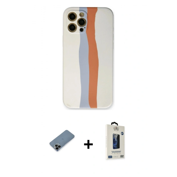 MARSİLYAN™- iPhone 12 Pro Max Kılıf Yadigar Çizgi - Siyah Bilvis Hayalet Cam Ekran Koruyucu + Shine Kamera Lens Koruma Cam - SH