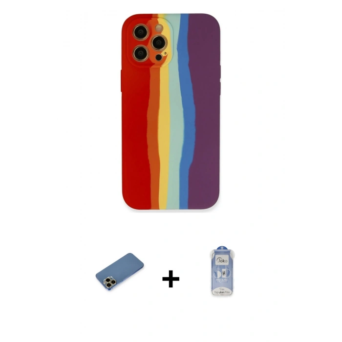 MARSİLYAN™- iPhone 12 Pro Max Kılıf Yadigar Çizgi - Siyah Joko Magic 5D Cam + Shine Kamera Lens Koruma Cam - GD