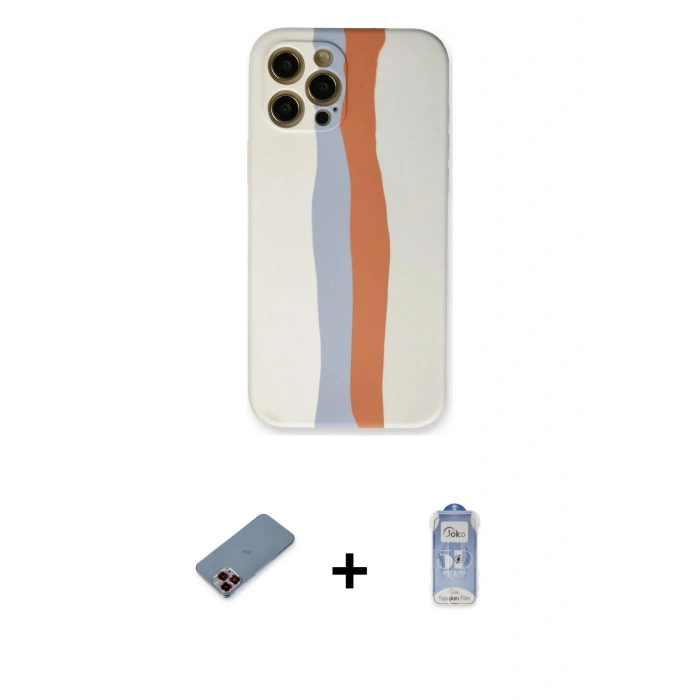 MARSİLYAN™- iPhone 12 Pro Max Kılıf Yadigar Çizgi - Siyah Joko Magic 5D Cam + Metal Kamera Lens Koruma Cam - KI