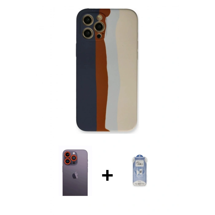 MARSİLYAN™- iPhone 12 Pro Max Kılıf Yadigar Çizgi - Siyah Joko Magic 5D Cam + Neon Fosforlu Kamera Lens - TU