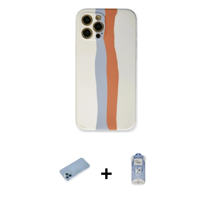 MARSİLYAN™- iPhone 12 Pro Max Kılıf Yadigar Çizgi - Siyah Joko Magic 5D Cam + Shine Kamera Lens Koruma Cam - MI