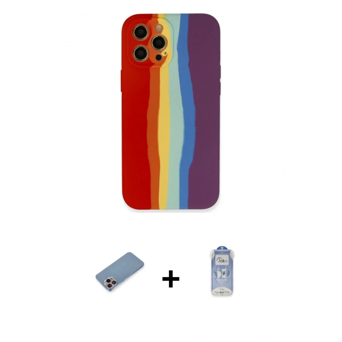 MARSİLYAN™- iPhone 12 Pro Max Kılıf Yadigar Çizgi - Siyah Joko Magic 5D Cam + Shine Kamera Lens Koruma Cam - PE