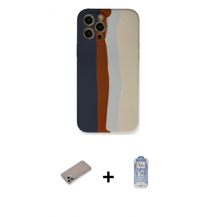 MARSİLYAN™- iPhone 12 Pro Max Kılıf Yadigar Çizgi - Siyah Joko Magic 5D Cam + Shine Kamera Lens Koruma Cam - SABE