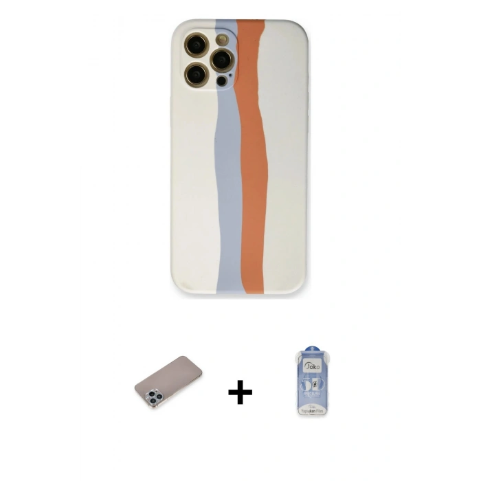 MARSİLYAN™- iPhone 12 Pro Max Kılıf Yadigar Çizgi - Siyah Joko Magic 5D Cam + Shine Kamera Lens Koruma Cam - SABE